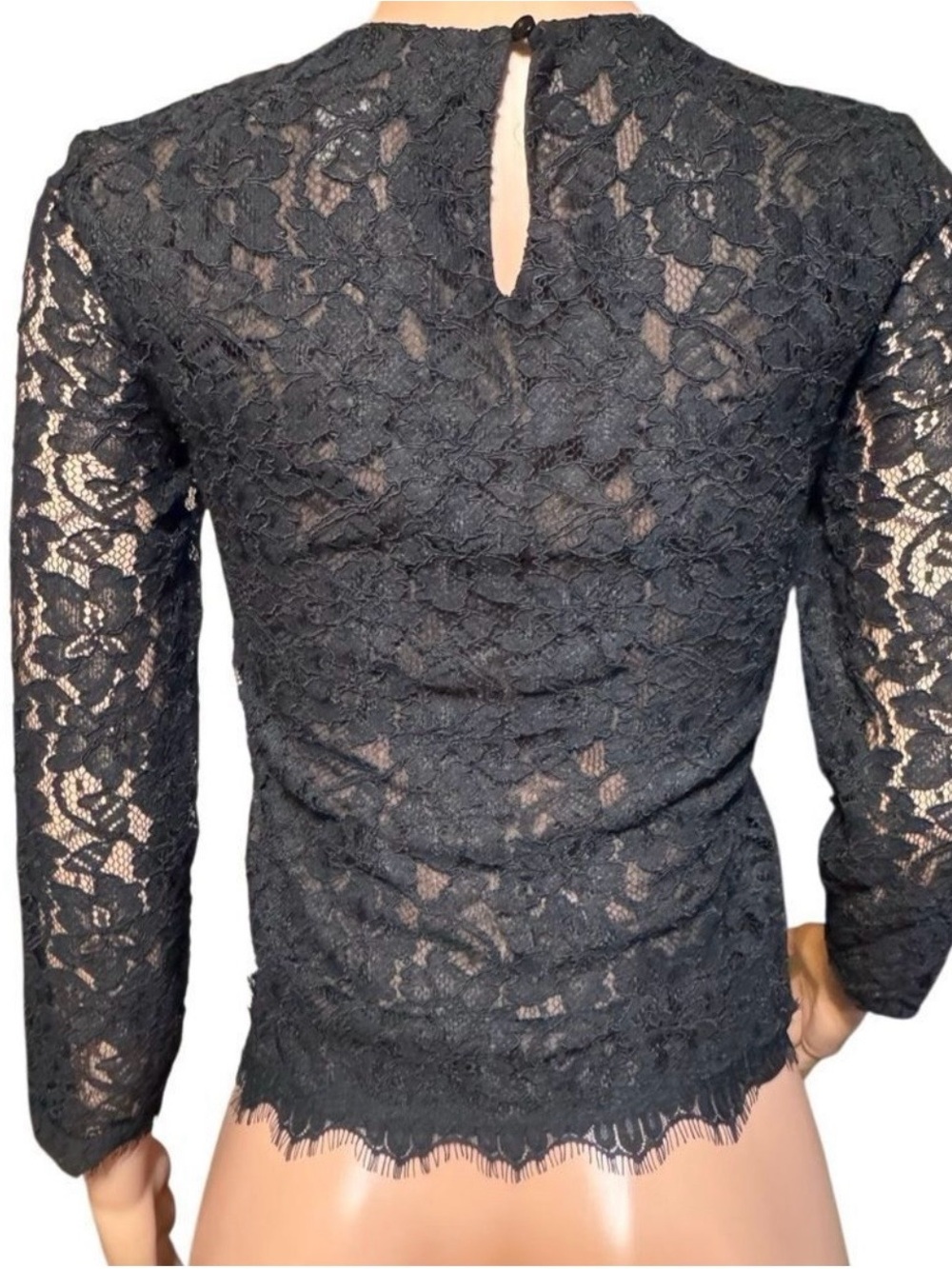 Diane Von Furstenberg Black Lace Blouse 0 - Picture 4 of 6